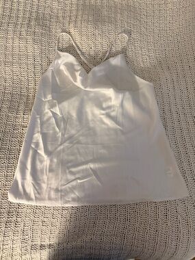 White Cowl Satin Spaghetti Strap Cami Top - Women